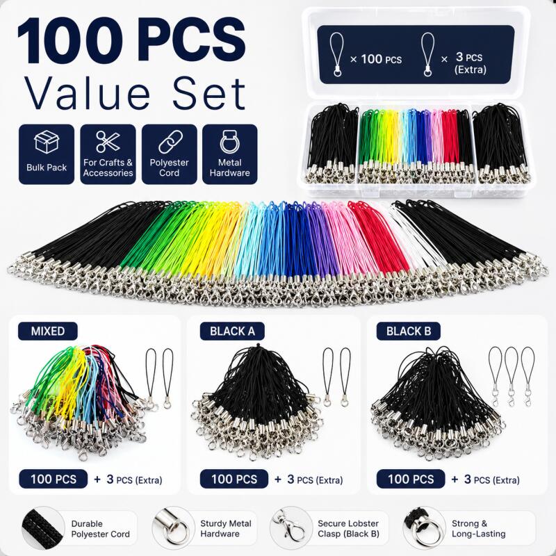 Phone Accessories Hanger - 100개입: 끈, 래리어트 끈, 랍스터 잠금장치,