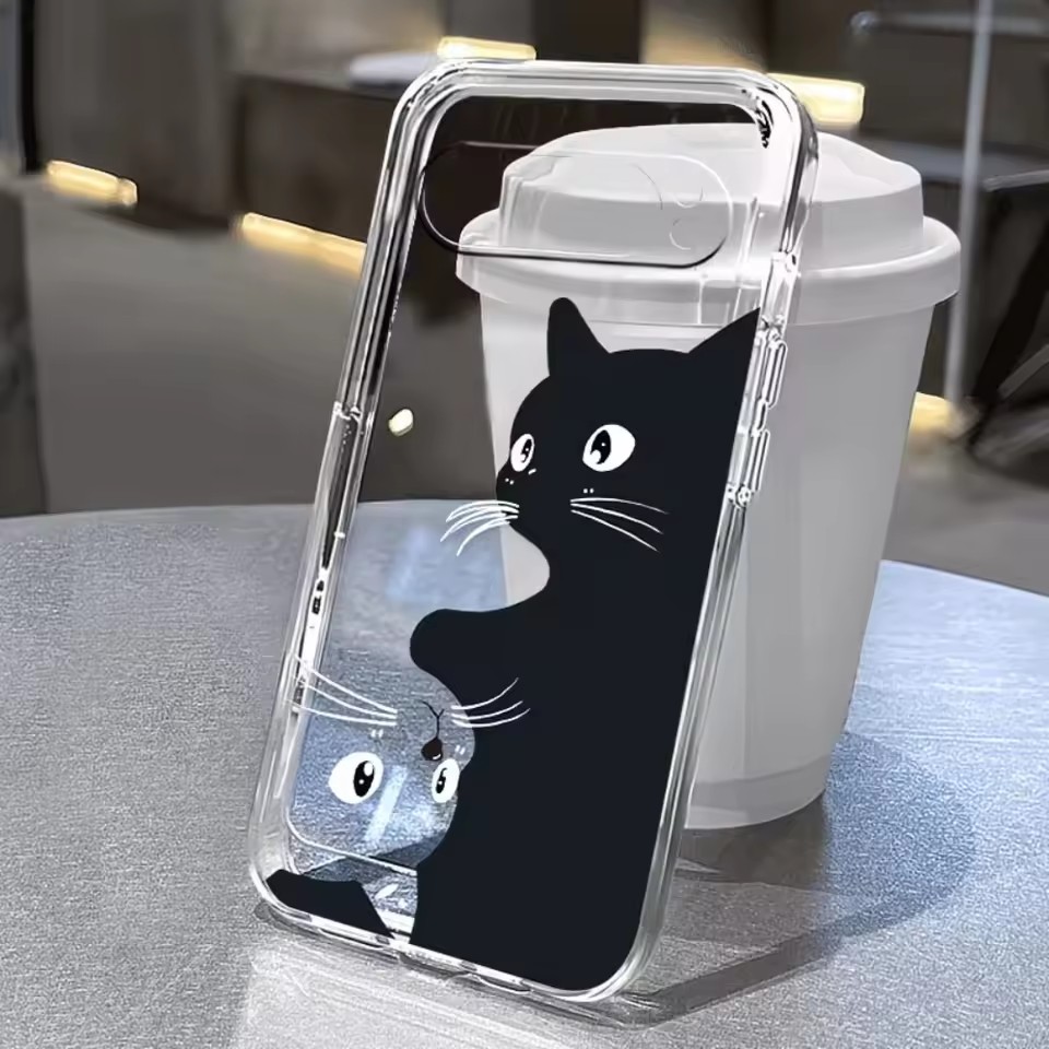 핫 카와이 만화 검은 고양이 패턴 투명 소프트 케이스  - Google Pixel 8A 리뷰 및 가격
