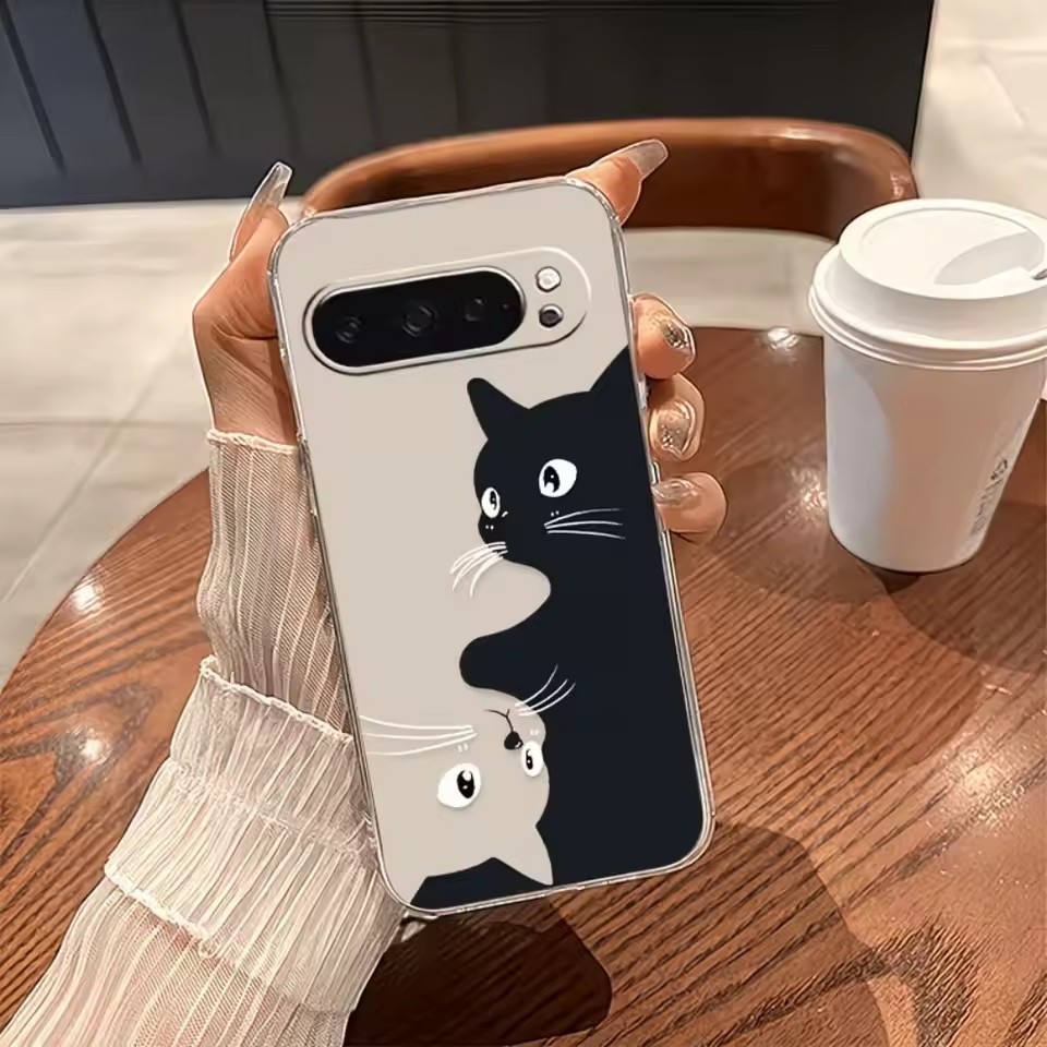 핫 카와이 만화 검은 고양이 패턴 투명 소프트 케이스  - Google Pixel 8A 리뷰 및 가격