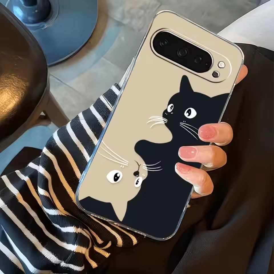 핫 카와이 만화 검은 고양이 패턴 투명 소프트 케이스  - Google Pixel 8A 리뷰 및 가격