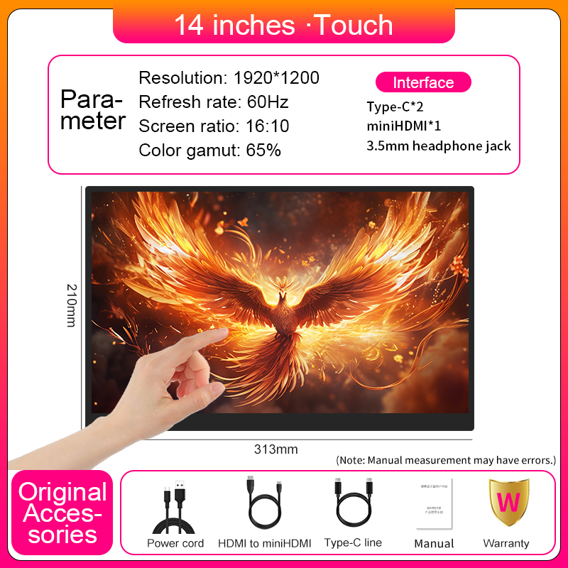 14인치 터치스크린 휴대용 모니터 초슬림 타입-C HD - Phone Accessories Display Board 리뷰 및 가격
